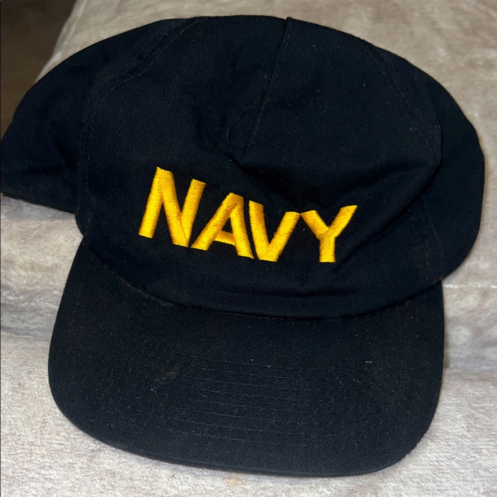 Black Cap with Yellow 'NAVY' Embroidery